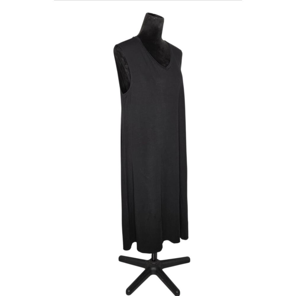 Eileen Fisher Stretch Jersey Knit V Neck Tank Midi Dress Tencel Quiet Luxury L - Picture 3 of 8